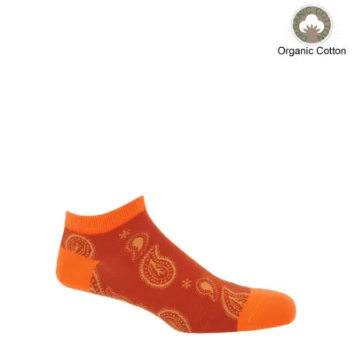 Peper Harow - Made In England Paisley Men's Trainer Socks – Orange