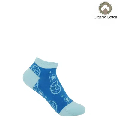 Peper Harow - Made In England Paisley Women's Trainer Socks – Blue