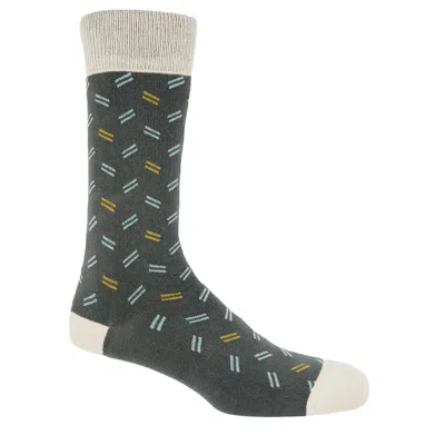 Peper Harow - Made In England Parallel Men's Socks - Grey In Green