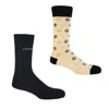 Peper Harow - Made In England Peace Beige & Recycled Ribbed Black Men's Socks Bundle In Black