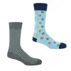 Peper Harow - Made In England Peace Light Blue & Recycled Ribbed Blue Men's Socks Bundle In Blue
