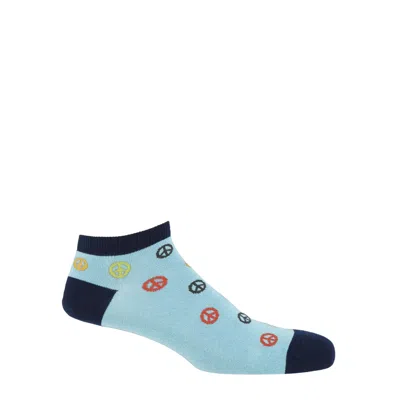 Peper Harow - Made In England Peace Men's Trainer Socks - Light Blue