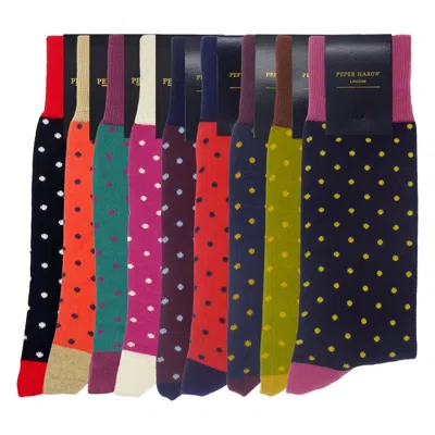 Peper Harow - Made In England Pin Polka Men's Socks Bundle In Pink