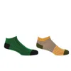 Peper Harow - Made In England Pin Stripe Green & Oxford Stripe Mustard Men's Trainer Socks Bundle In Green