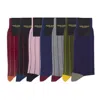 Peper Harow - Made In England Pin Stripe Mens Socks Seven Pack In Black/blue/green/pink/purple/red
