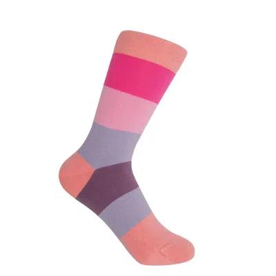 Peper Harow - Made In England Pink Block Stripe Women's Socks – Peony