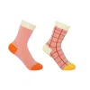 Peper Harow - Made In England Pink Grid & Pink Zigzag Women's Socks Two Pack In Pink