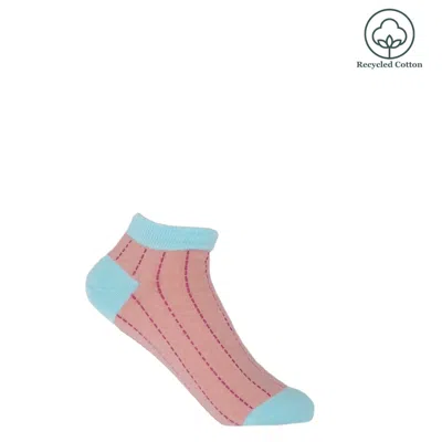Peper Harow - Made In England Pink / Purple Dash Women's Trainer Socks - Pink