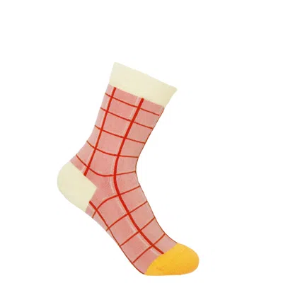 Peper Harow - Made In England Pink / Purple Grid Women's Socks - Pink