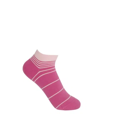 Peper Harow - Made In England Pink / Purple Retro Stripe Women's Trainer Socks – Pink
