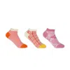 Peper Harow - Made In England Pink Women's Trainer Sock Bundle - Zigzag, Grid & Delicate In Pink