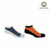 Peper Harow - Made In England Polka Men's Organic Trainer Socks Bundle - White & Orange In Multi