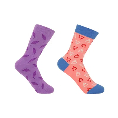 Peper Harow - Made In England Purple Leaf Violet & Elements Pink Women's Socks Bundle In Multi