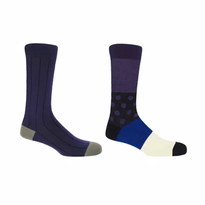 Peper Harow - Made In England Purple Pin Stripe & Mayfair Men's Socks