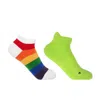 Peper Harow - Made In England Rainbow Block Stripe & Neon Organic Women's Trainer Socks Bundle