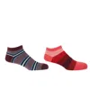 Peper Harow - Made In England Red Block Stripe Fire & Multistripe Burgundy Men's Trainer Socks Bundle In Red