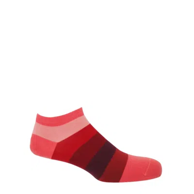 Peper Harow - Made In England Red Block Stripe Men's Trainer Socks – Fire