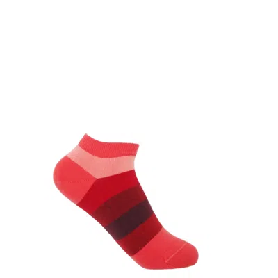 Peper Harow - Made In England Red Block Stripe Women's Trainer Socks – Fire