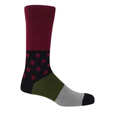 Peper Harow - Made In England Red Burgundy Mayfair Men's Socks