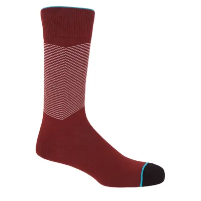 Peper Harow - Made In England Red Garnet Chevron Men's Socks