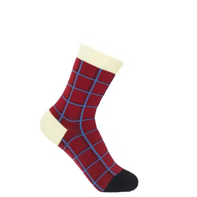 Peper Harow - Made In England Red Grid Women's Socks – Burgundy