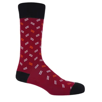 Peper Harow - Made In England Red Parallel Men's Socks - Burgundy