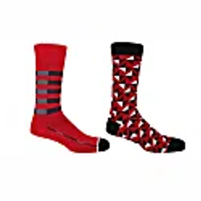 Peper Harow - Made In England Red Quad Stripe & Triangle Men's Socks Two Pack