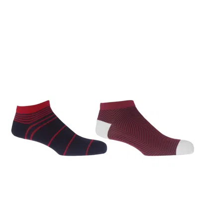 Peper Harow - Made In England Retro Black & Lux Taylor Red Men's Trainer Socks Bundle In Multi