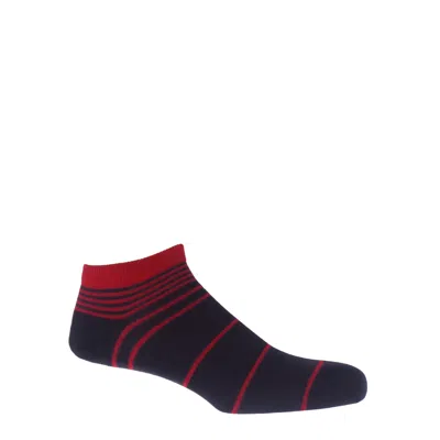 Peper Harow - Made In England Retro Stripe Men's Trainer Socks – Black