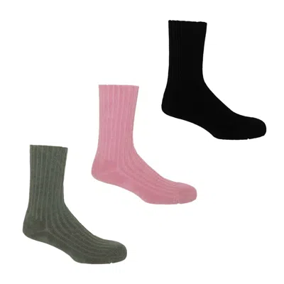 Peper Harow - Made In England Ribbed Men's Bed Socks Bundle - Black, Pink & Grey In Multi