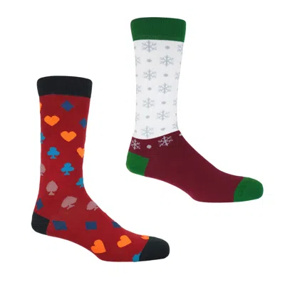 Peper Harow - Made In England Royal Flush Red & Snowflake White Men's Socks Bundle