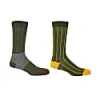 Peper Harow - Made In England Sage Oxford Stripe & Green Pin Stripe Men's Socks 2 Pack In Men's