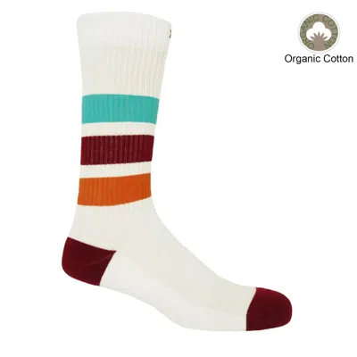 Peper Harow - Made In England Striped Organic Men's Sport Socks – White