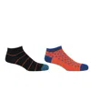 Peper Harow - Made In England Thin Stripe Black & Crosslet Orange Men's Trainer Socks Bundle In Multi