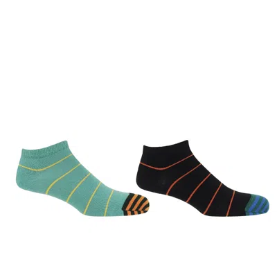 Peper Harow - Made In England Thin Stripe Black & Teal Men's Trainer Socks Bundle In Multi