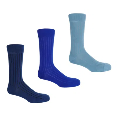 Peper Harow - Made In England Three Pack Essential Men's Socks - Azure In Blue