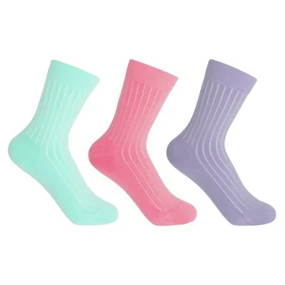 Peper Harow - Made In England Three Pack Essential Women's Socks - Blossom In Green/pink/purple