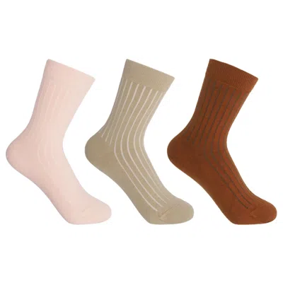 Peper Harow - Made In England Three Pack Essential Women's Socks - Neutral In Beige/brown/white