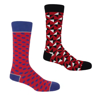 Peper Harow - Made In England Triangle Red & Disruption Scarlet Men's Socks Bundle
