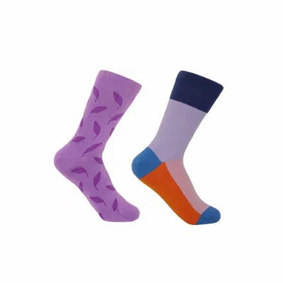 Peper Harow - Made In England Violet Leaf & Lavender Victoria Women's Socks 2 Pack In Purple