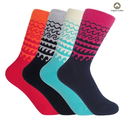 Peper Harow - Made In England Wave Women's Socks Bundle In Gray/orange/pink/white