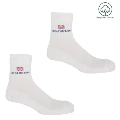 Peper Harow - Made In England White Olympics Recycled Men's Sport Socks – Two Pair Bundle