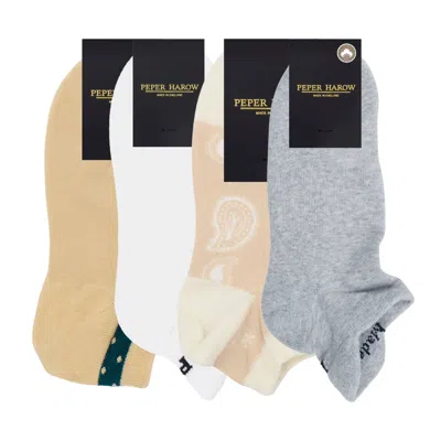 Peper Harow - Made In England Women's Organic Trainer Socks Bundle – White, Grey