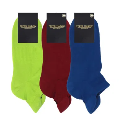 Peper Harow - Made In England Women's Organic Trainer Sport Socks Bundle – Burgundy, Neon, Blue In Blue/red