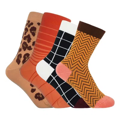 Peper Harow - Made In England Women's Socks Bundle - Autumn In Black/brown/orange/yellow