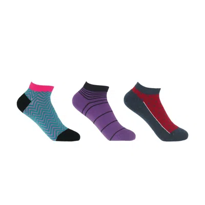 Peper Harow - Made In England Women's Trainer Sock Bundle - Zigzag, Retro, Polka In Multi