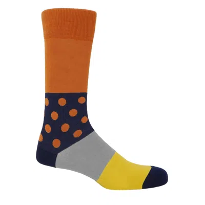 Peper Harow - Made In England Yellow / Orange Burnt Orange Mayfair Men's Socks In Yellow/orange