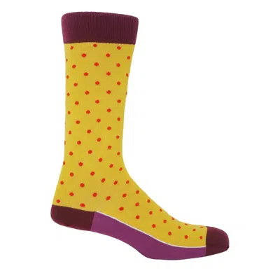 Peper Harow - Made In England Yellow / Orange Honey Pin Polka Men's Socks