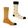 Peper Harow - Made In England Yellow Peace Beige & Chevron Amber Men's Socks Bundle In Yellow