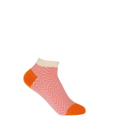 Peper Harow - Made In England Zigzag Women's Trainer Socks - Pink